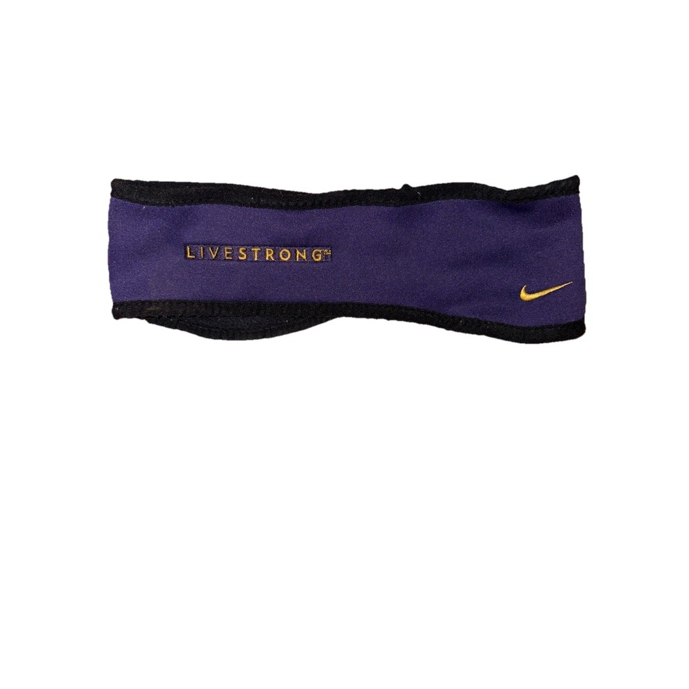 Nike LIVESTRONG Therma-Fit Ear Warmer Purple Headband Fleece OS Rare Vintage Y2K